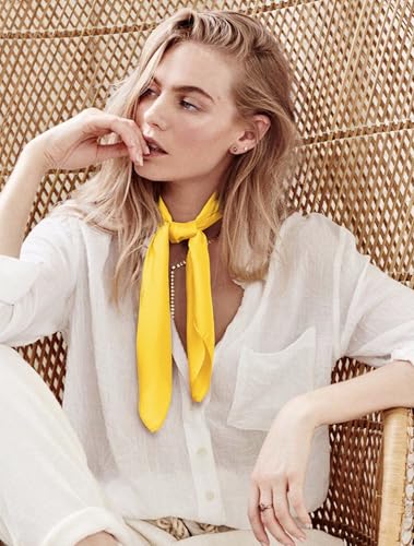 HBselect Chiffon Scarf Square Neck Head Scarf Satin Ribbon Scarf Handkerchief for Women Girls Retro Costume 27.5" 5