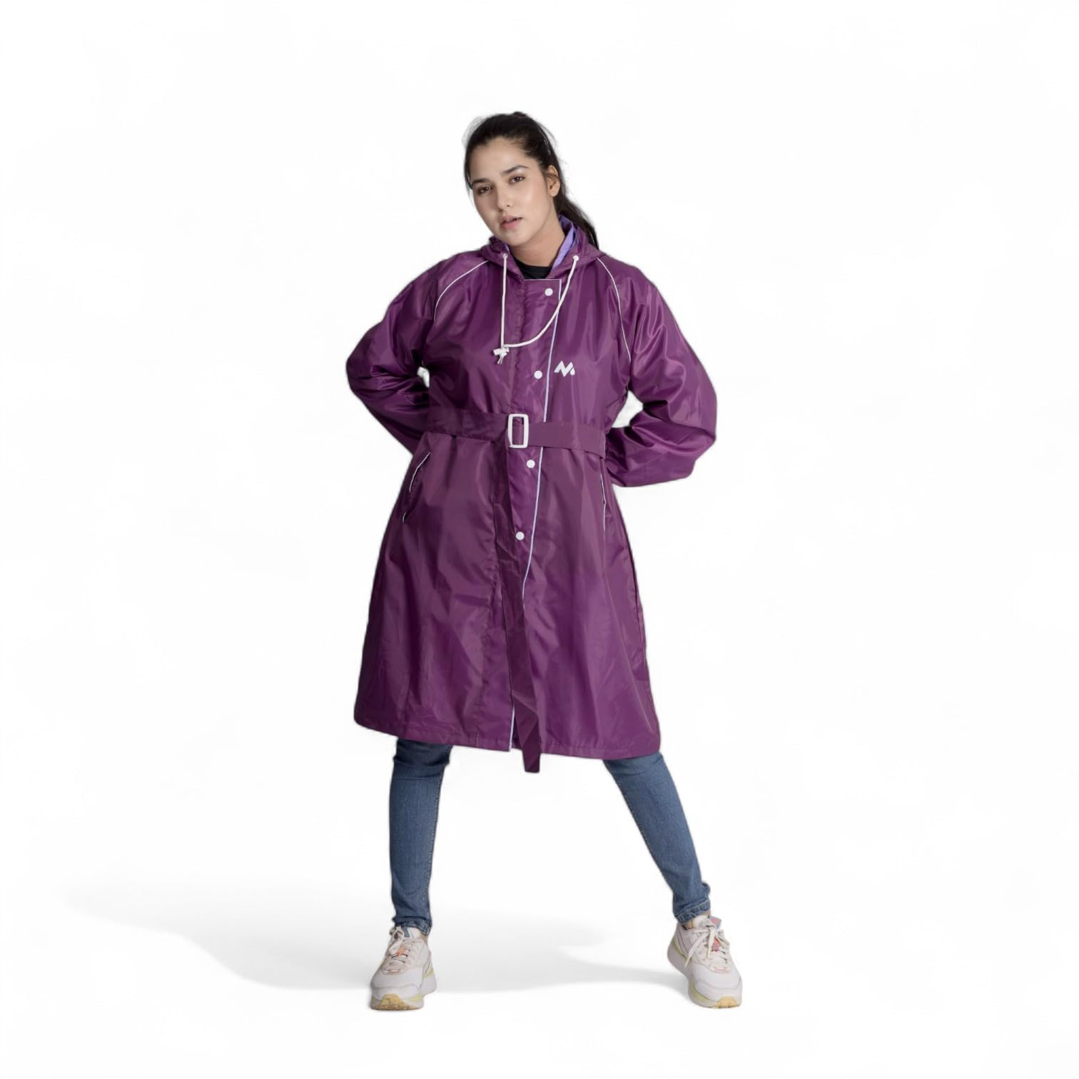 minister Rainwear Femina Reversible POLY & PVC Women's Short Raincoat | 2-in-1 Waterproof Coat with Button, Zip, Belt & Pockets | Stylish & Versatile Monsoon Wear-picture-40