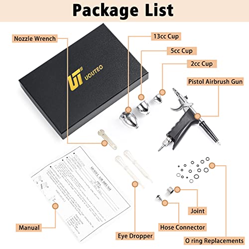 Image of Airbrush Trigger Gun with 0.3 mm Needles 2CC /5CC /13CC Cup | Airbrush Gun Dual-Action Gravity, Multi-Purpose Air Brush Makeup Model Coloring Painting Nail Cake Decor