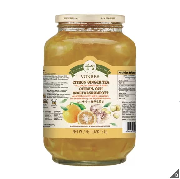 Vonbee Citron & Ginger Tea- Tea, Jam, Salad Dressing & More - No Artificial Preservatives, Flavours or Colours -2kg