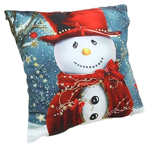 Gillberry Vintage Christmas Deer Sofa Bed Home Decoration Festival Pillow Case Cushion Cover (Blue)