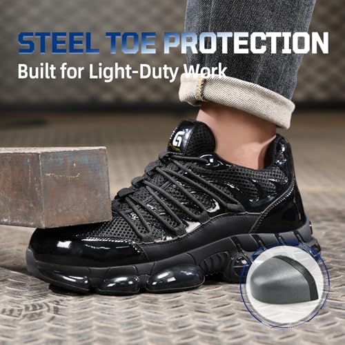 Image of Steel Toe Work Shoes for Men Lightweight Safety Shoes with Puncture Resistant Sole Comfortable Construction Industrial Work Shoe for Warehouse