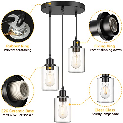 Maxvolador USNC-LED-PL06-3 Industrial 3-Light Pendant Light, Adjustable Hanging Light Fixture thumb #6