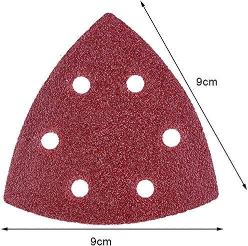 72 Pieces 6 Holes Triangle Sandpaper, Hook and Loop Sandpaper Paper Sanding Sheets Assorted 40 60 80 120 180 240 Grits for Sanding and Polishing