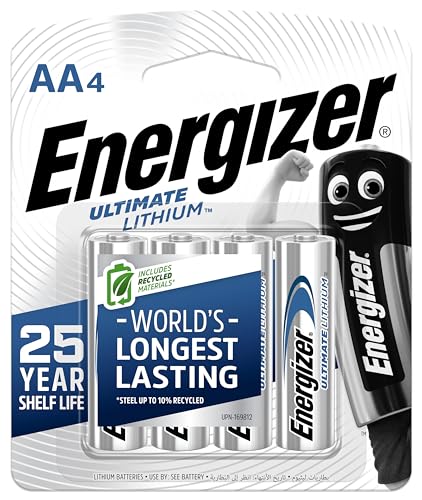 Image of Energizer Ultimate Lithium AA Batteries - Pack of 4 Longest Lasting, Leak-Proof Design, for High-Performance Devices