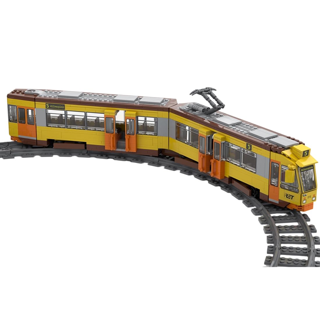 MOC-262011 - Modellino di ferrovia stradale vintage, 1036 pezzi, modello ferroviario di città retrò, set di ferroviaria urbana, modello classico da montare