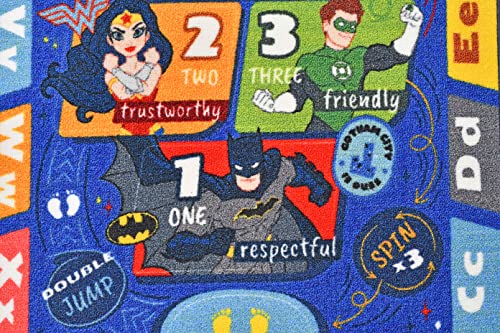 Kc Cubs Justice League Boys & Girl Super Hero Hopscotch Number Counting Abc Alphabet Activity Educational Learning & Game Play Area Rug Carpet For Kids And Children Bedrooms, Classroom And Playroom #TOP7