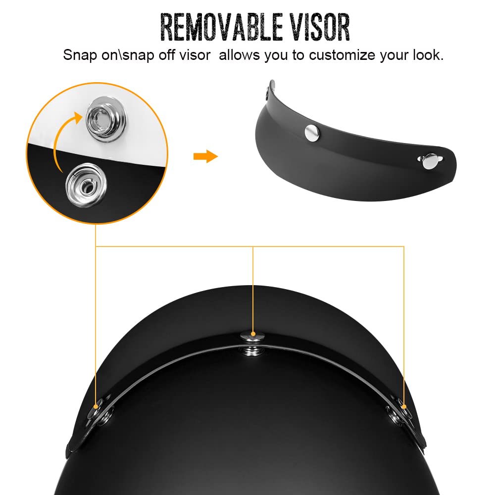 ILM 3/4 Open Face Motorcycle Helmets, Retro Vintage Moped Helmet for Men Women, Scooter ATV