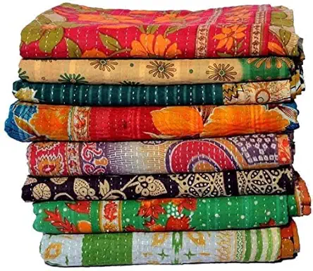 One Piece Vintage Kantha Quilts Reversible Bohemian Home...