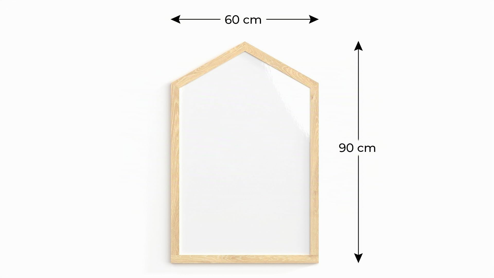 ALLboards Magnettafel – Magnetisches, trocken abwischbares Whiteboard in Form eines Hauses, mit Holzrahmen