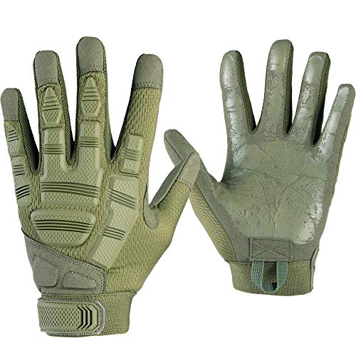 AXBXCX Tactical Gloves Army Full Finger Outdoor Gloves for Airsoft Paintball Hunting Hiking Military ATV Hunting Shooting Motorbike Motorcycle Riding Driving Work Gear Green XL