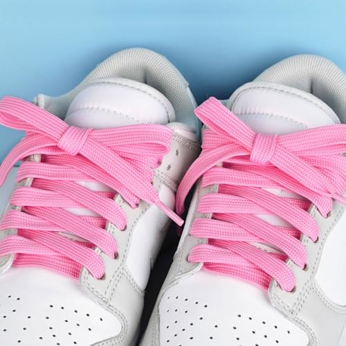 Image of Booyckiy 2 Pairs 2 /5 inch Flat Shoe Laces for Sneakers 31 Colors Shoelaces in 27 inch-72 inch