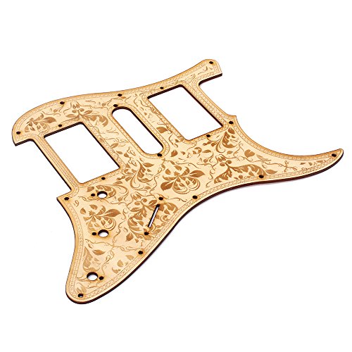 KKmoon Guitarra de madeira HSH Pickguard Maple Wood com padrão de flores decorativas para guitarras