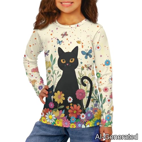 Image of Renewold Boys Girls Tees Kids T-Shirt Long Sleeve Crewneck T Shirts Casual Athletic Tops Clothing for Home School Travel
