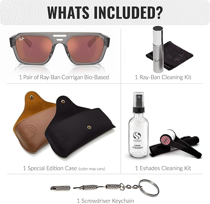 Image of Ray-Ban RB4397 CORRIGAN BIO-BASED Square-Round Shaped Sunglasses for Men & Women with Official RAYBAN Eyewear Kit