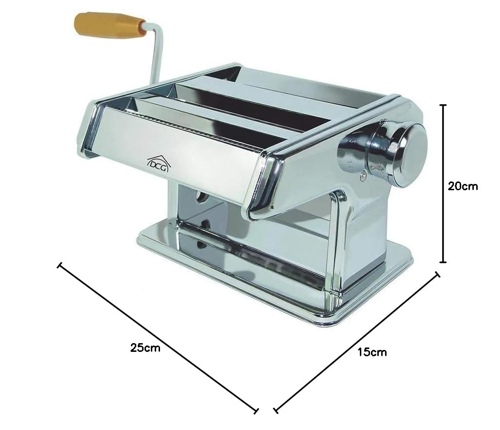 WeGeek, Macchina per la pasta manuale per pasta fresca e ravioli realizzata con acciaio cromato di alta qualità. 9 posizioni di taglio per creare la sfoglia per spaghetti e lasagna
