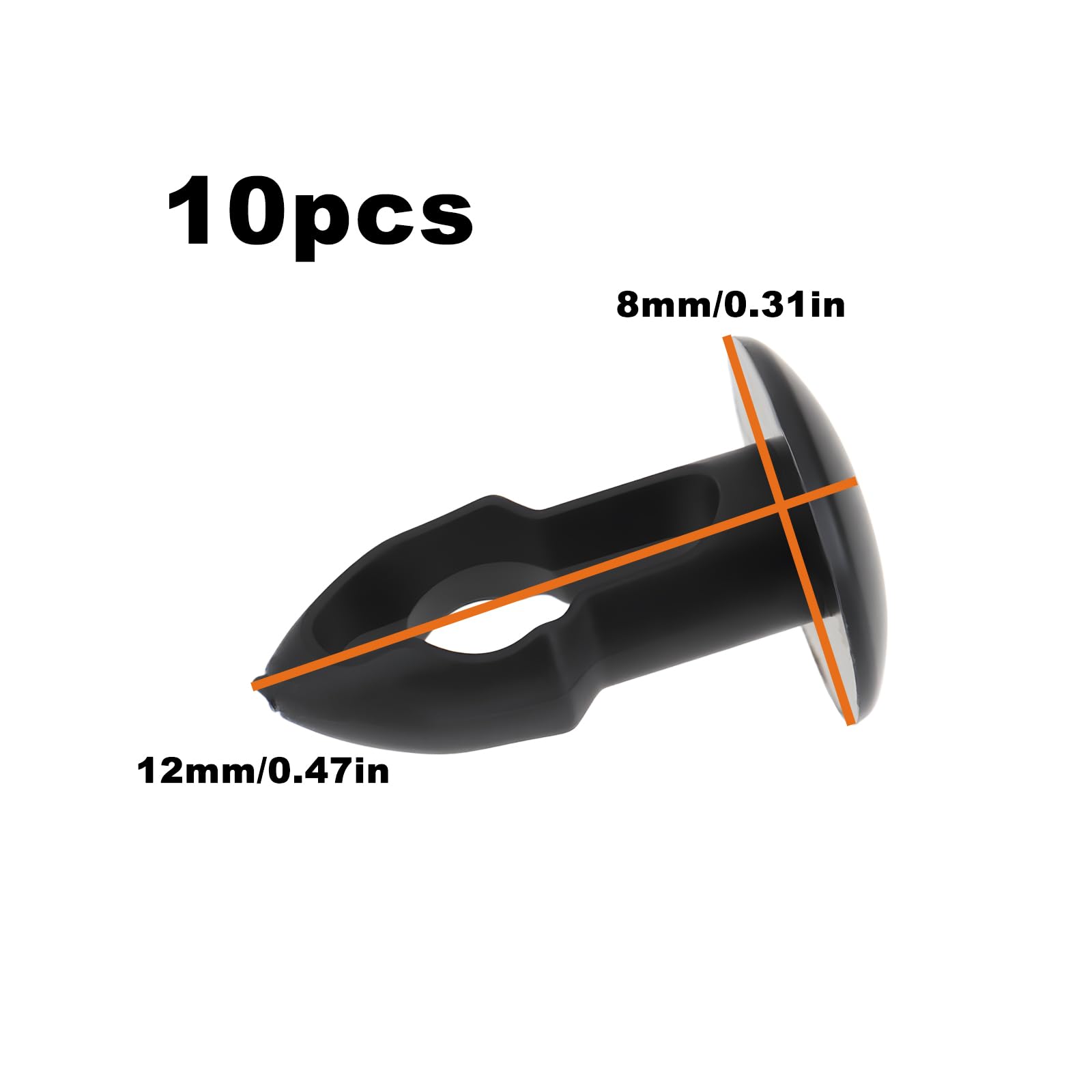 Zestaw nakrętek rowerowych do butelek na wodę, 10 szt., 8 x 12 mm, czarne | Plastikowe klipsy