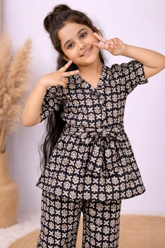 Image of Fashion Dream Girl's Cotton Blend Printed Co-ord Set|Clothing Set|Combo Set|Casual Wear|Coordinate Outfit for Girls|Two-Piece Set