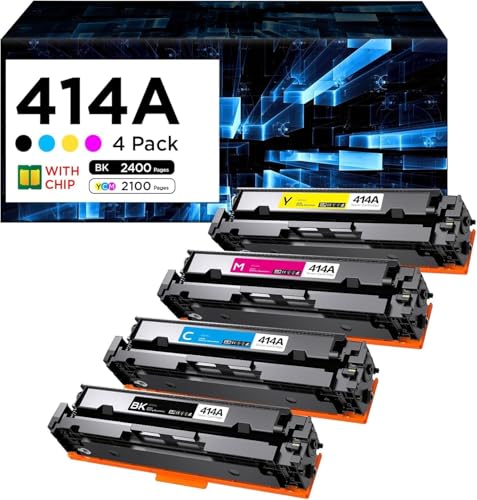 Image of 414A Toner Cartridges Replacement Pro MFP M454dw M479fdw with Chip for HP 414A 414X Toner W2020A W2020X Works for Pro M479fdn M454dn M479 M454 Printer (4 Pack, BK /C /M /Y)