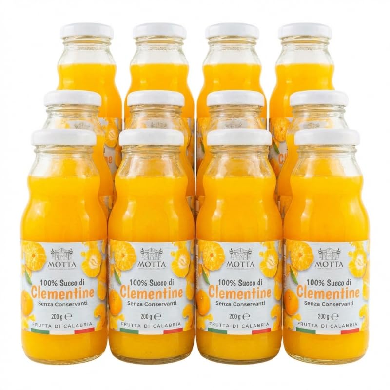 Consorzio Motta - Zumo de clementina 100% zumo natural sin conservantes, rico en vitaminas, pack de 12 x 200 ml, producido en Calabria