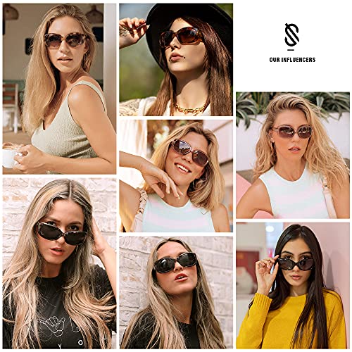 Sojos Vintage Square Sunglasses For Women Polarized Uv Protection Havana Frame Sj2111 With Tortoise Frame/Gradient Brown Lens #TOP4