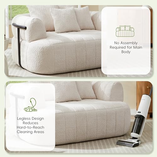 Sillón boneless boucle beige cómodo plegable miniatura 4
