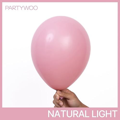 Vista 741 de PartyWoo Globos de color rosa claro, 100 globos de látex de color rosa pálido pastel de 12 pulgadas para graduación, boda, baby shower, revelación