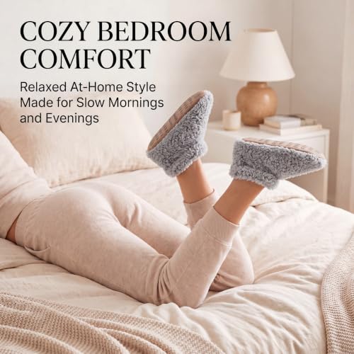 Image of Cozylook Fuzzy Slippers for Women Indoor Soft Sole Slipper Socks | Warm plush feel, non slip grippers, easy step-in, flexible bottom, bedroom and home wear