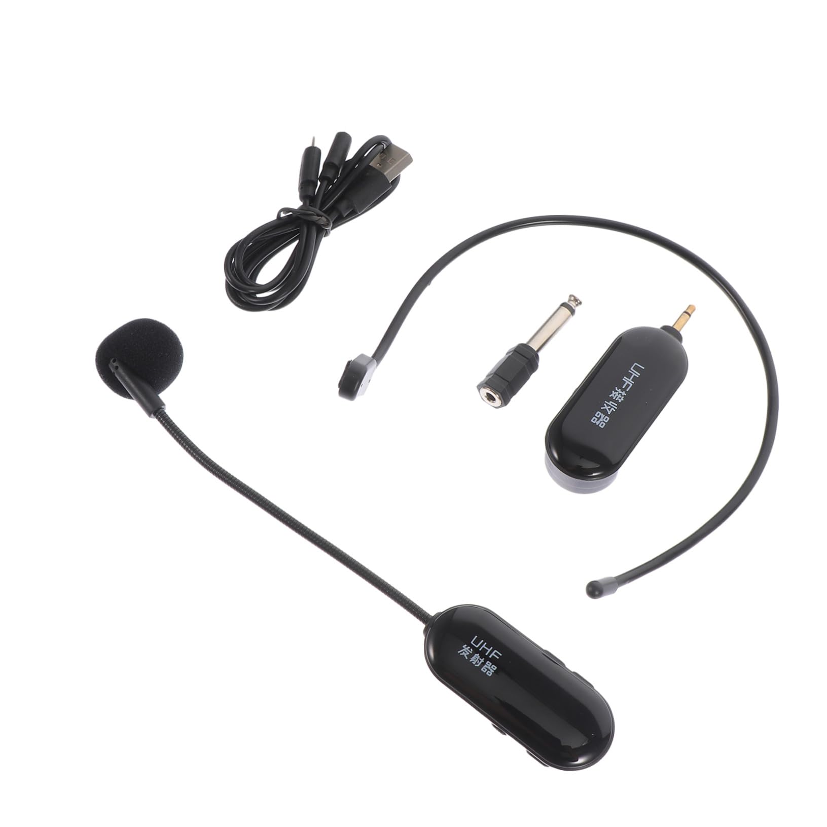 Mikikit Micrófono Inalámbrico Pequeño UHF Negro Ligero Conexión sin Cables para Enseñanza y Artes Escénicas, Batería 500mah-800mah, Alcance 50 Metros