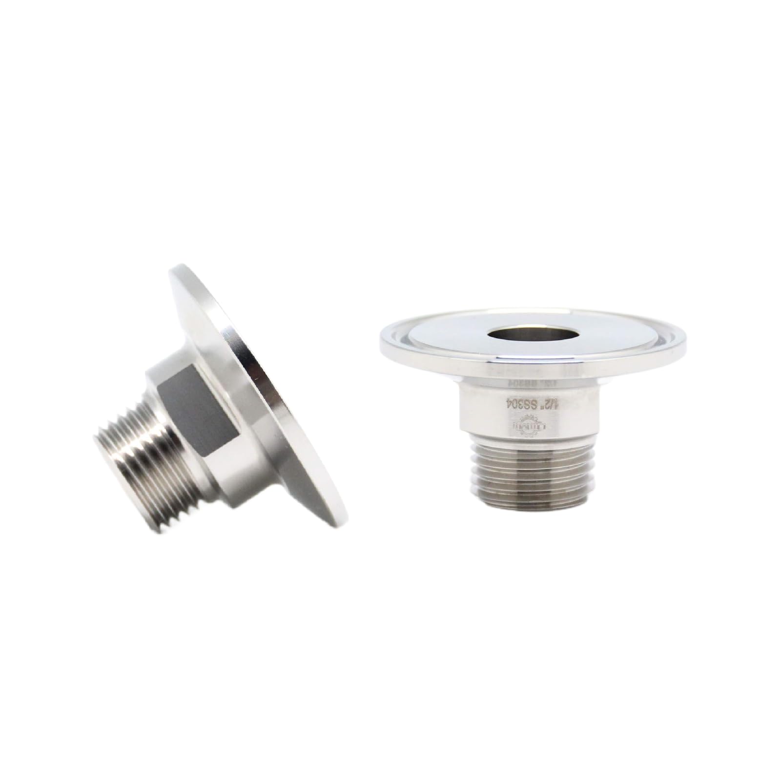 QiiMii 1.5" Tri Clamp Tri Clover Fittings to NPT 1/2" Male Thread Adaptor SS304 2 PACK