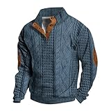 vejtmcc Sudadera para hombre sin capucha, suéter con impresión 3D, informal, manga larga, polo, cuello alto, botón clásico, suéter de invierno, informal, manga larga, camiseta funcional - jersey de