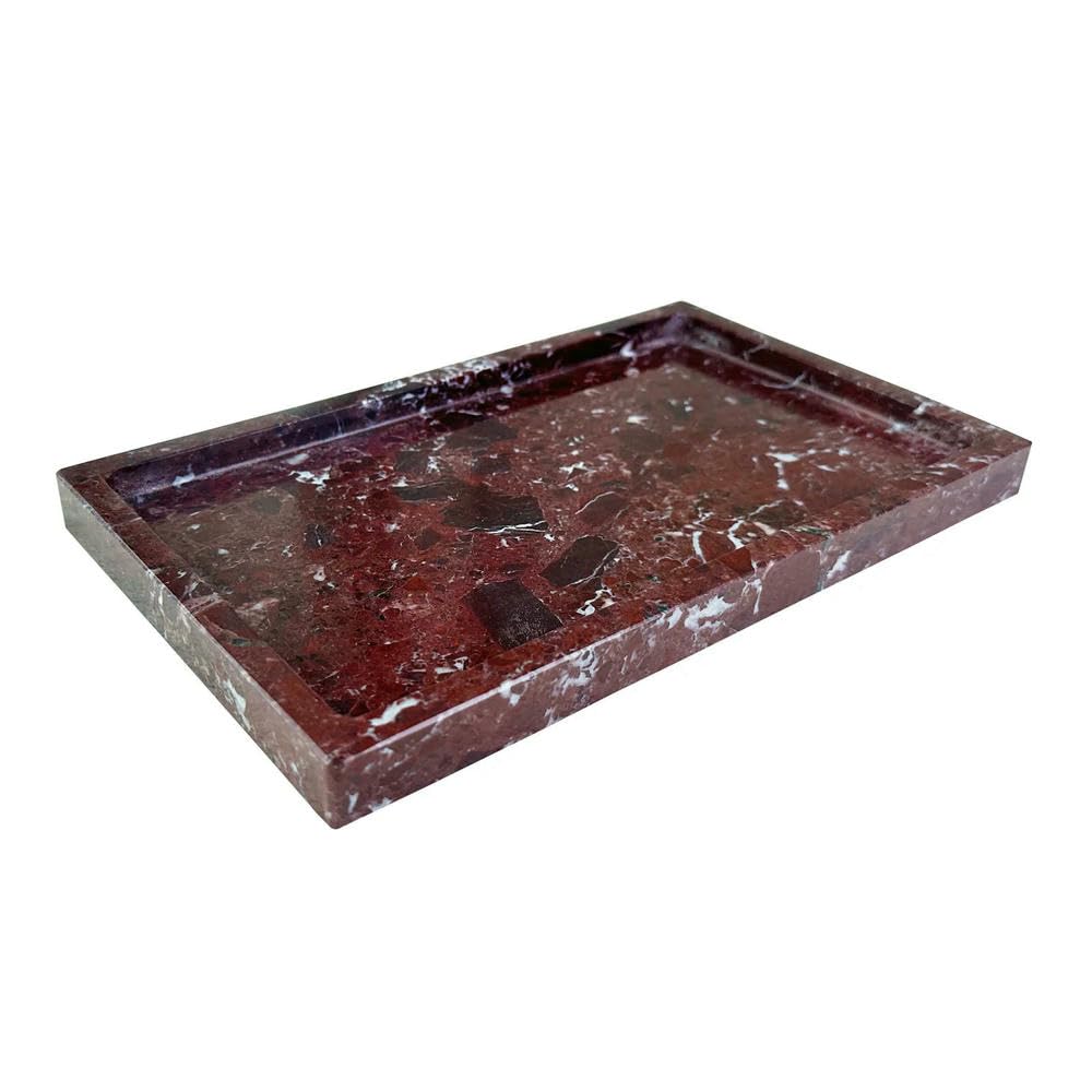 QXDZSW Plateau de coiffeuse en marbre naturel 25,4 x 15,2 cm, plateau en pierre de marbre pour salle de bain/commode