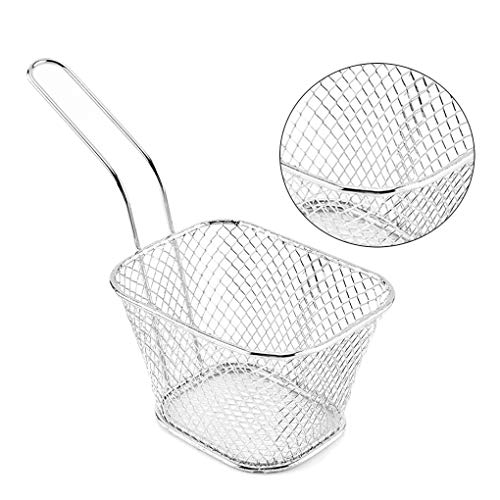 VONKY Aço inoxidável Praça malha Frying Basket francês Fry chips Net coador cozinha que cozinha Filt
