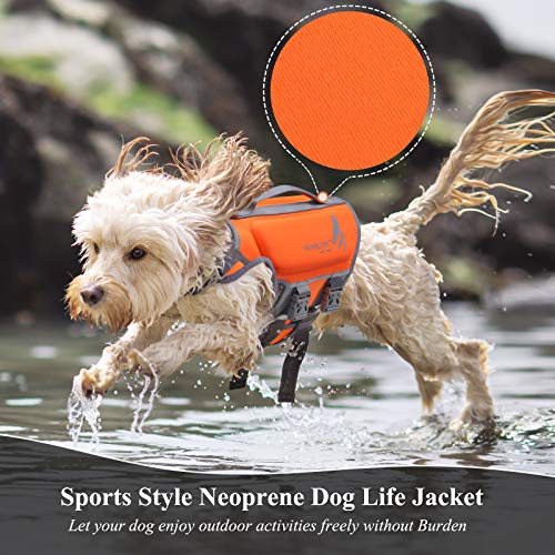 VIVAGLORY High Buoyancy Dog Life Jacket, Swim Vest with Handle, Dog Life Jacket for Swimming & Boating, Buoyancy for Doggy XS, Orange - Image 3