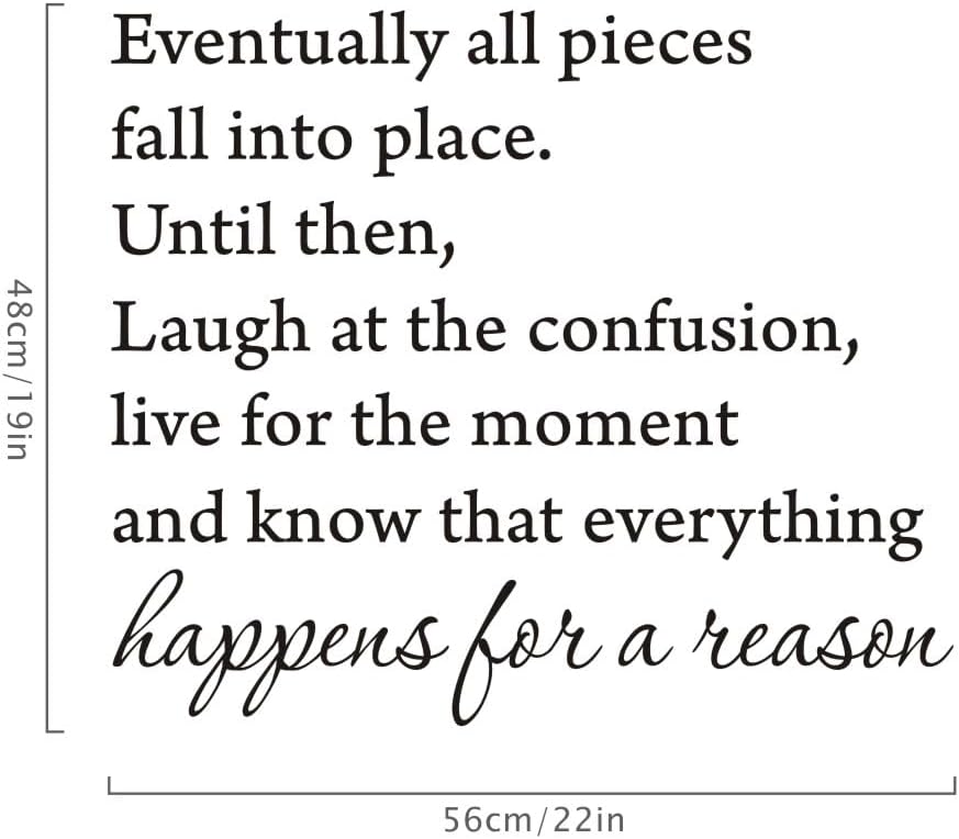 Eventually All Pieces Fall into Place Inspirational Quotes Wall Decals Saying Vinyl Wall Art Sticker Home Decor 22×19In