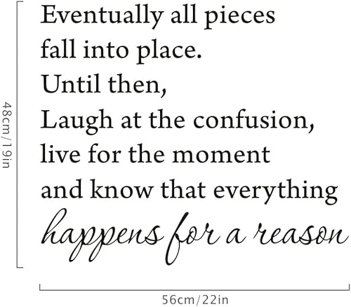 Miniatura 4 de Eventually All Pieces Fall in Place - Calcomanías de pared con citas inspiradoras, vinilo con texto en inglés "Fall in Sit", para decoración del