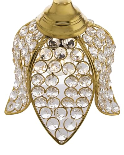 Image of Lotus Crystal Pendant Light Modern Ceiling Fixture, Stylish Home Decor, Warm White, Living Room, Bedroom, Contemporary Design, Decorative Crystal Chandelier (Gold)
