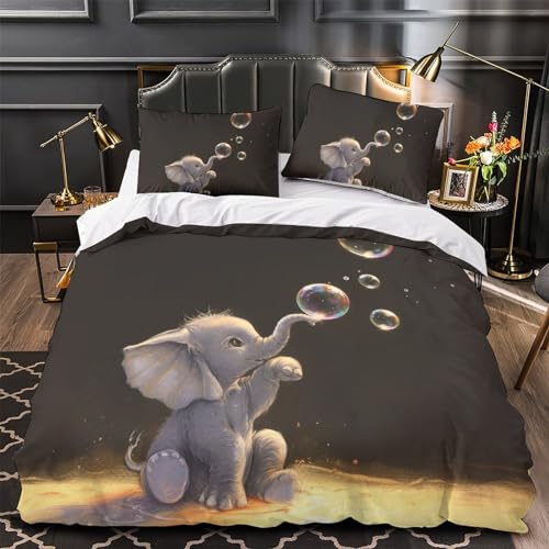 Parure de lit éléphant king size en microfibre douce avec zip - 4