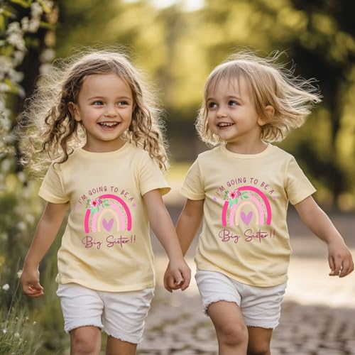 Image of Big Sister Announcement T Shirt Toddler Girls Promoted to Big Sister Tees Outfits 1-7 Years