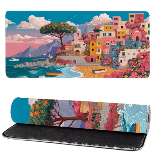 Alfombrilla Raton Ciudad, OcéAno Mouse Pad 700 x 300 x 3mm Gaming Mouse Pad, Superficie Inferior Antideslizante, Movimiento Ratón más Suave, Alfombrilla Escritorio, Mejora Precision y Velocidad ks-36