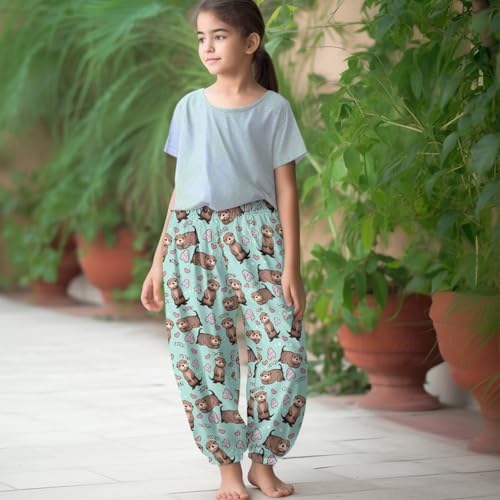 Kids Harem Pants Lightweight Wide-Leg Pants Hip Hop Dance Yoga Pants Baggy Boho Trouser Size M to XL4
