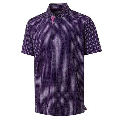 Image of M MAELREG Mens Golf Shirt Short Sleeve Dry Fit Print Moisture Wicking Performance Patterns Collared Polo Shirt