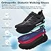 Men's Orthopedic Diabetic Wide Walking Shoes: Lightweight Plantar Fasciitis High Arch Outside Fashion Sneakers, Comfortable Ultralight Arch Support Heel Foot Pain Relief Vacation Shoes Black Size 9