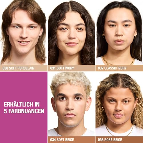 Manhattan Clean & Free Blur It Out Skin Tint, leichtes, hautberuhigendes Make-up mit Blur-Effekt für ein mattiertes Finish, 30 ml, 031 Soft Ivory