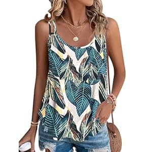 WNEEDU Women’s Summer Tank Tops Ladies Sleeveless Vests Tanks Top Loost Fit Casual Shirts Eyelet Embroidery Vest Blouses Cami Camisole