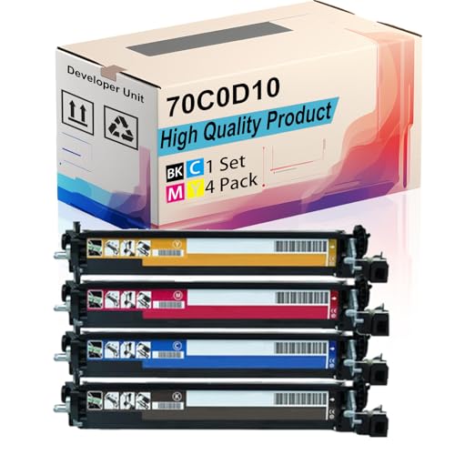 70C0D10 Developer Unit Compatible for Lexmark CX310dn CX310n CX317dn CX410dte CX417de CX510dthe Printers, High Yield 40000 Pages, Print More Pages (4-Pack BK/C/M/Y)