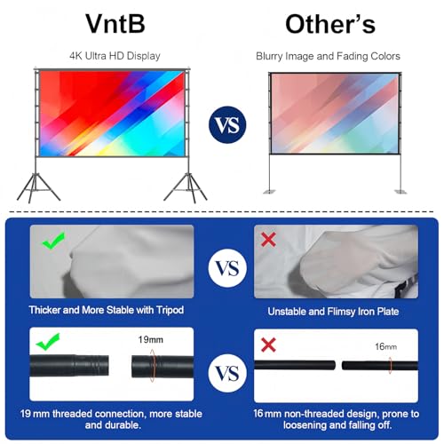Image of 100inch Projector Screen and Stand,Outdoor and Indoor Projection Screen,16:9 4K HD Rear Front Movie Screen Portable with Carry Bag Wrinkle-Free Design for Home Theater 100inch