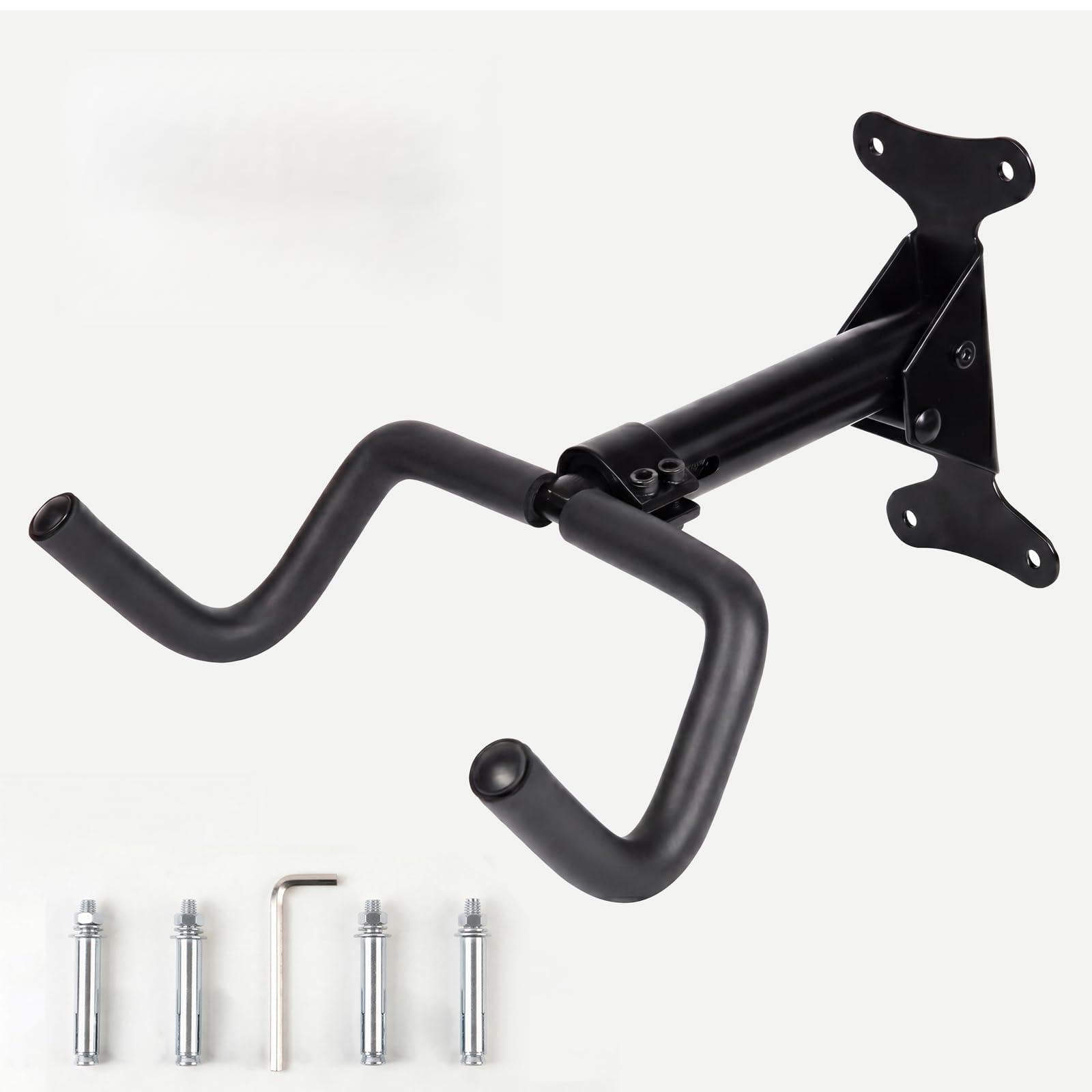 Monvelo - Bicycle Wall Mount Rack - Adjustable Foldable Storage Hanger - Black