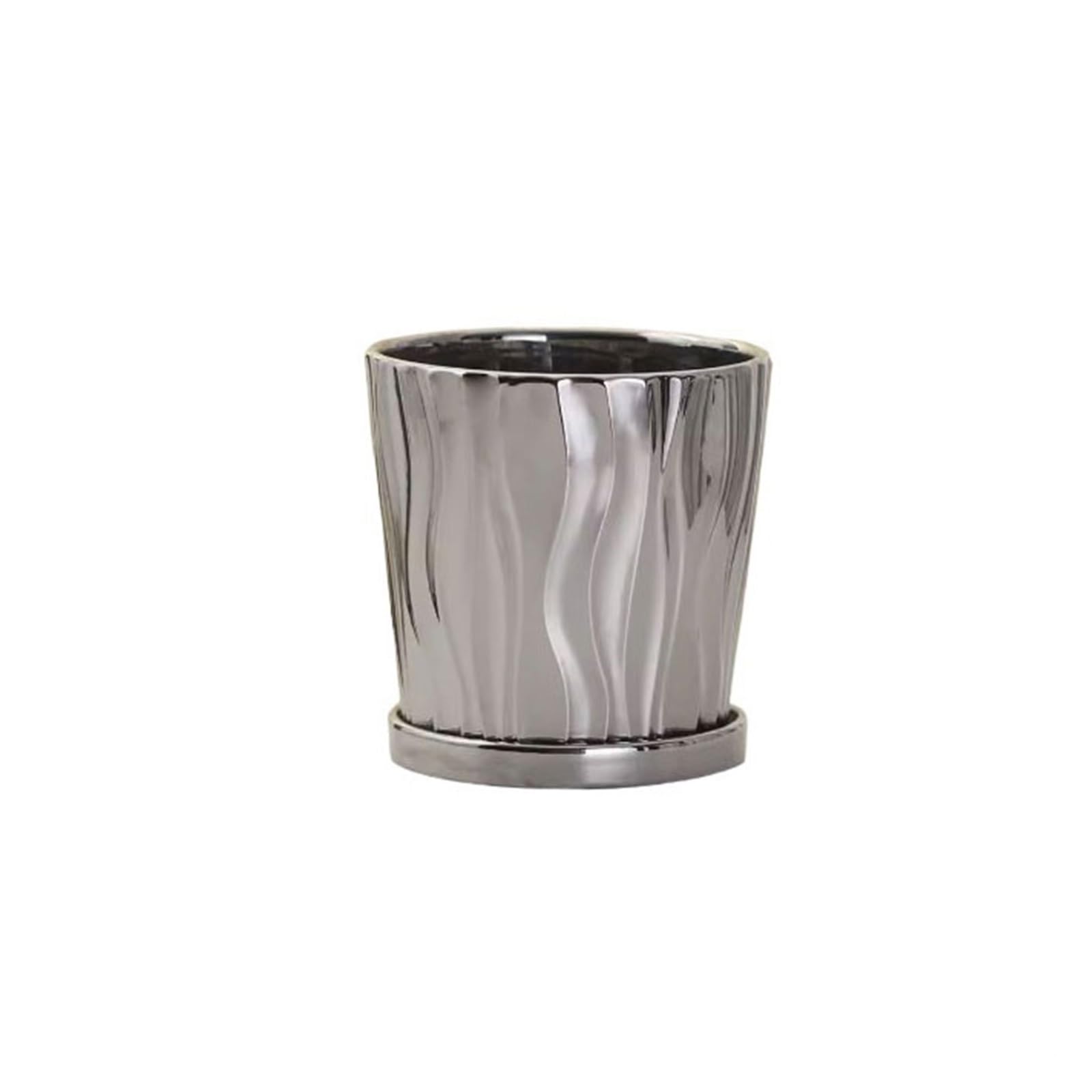 GELASIGE Flower Pots Simple And Creative Ceramic Flower Pot With Tray For Home Office Decoration Ornaments Plant Flower Tray Outdoor Flower Pots(B,M)
