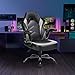 OLIXIS Big and Tall Office Desk Leather Gaming Computer Chair with Adjustable Swivel Task and Flip-up Arms for Adults, Teens, Grey